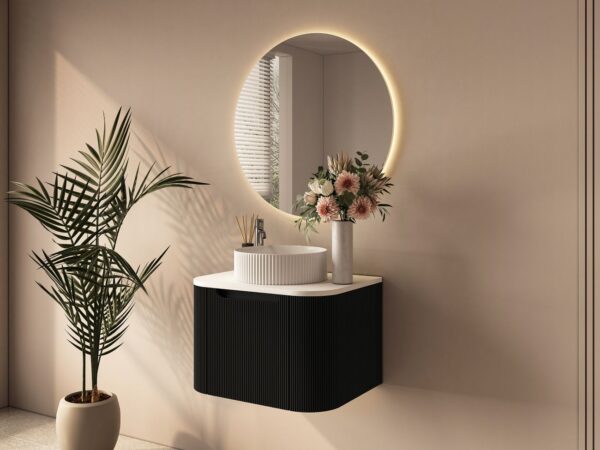 Rome 600mm Wall-Hung Cabinet - Matt Black - Image 2
