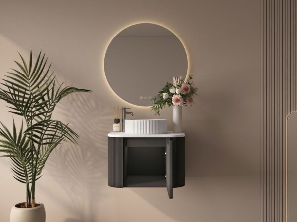 Rome 600mm Wall-Hung Cabinet - Matt Black - Image 7