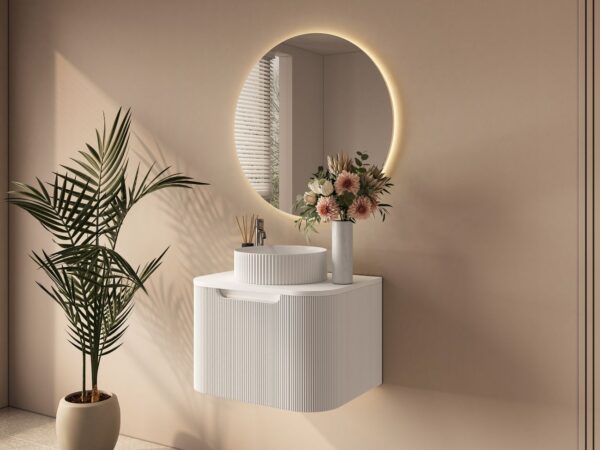 Rome 600mm Wall-Hung Cabinet - Matt White - Image 2