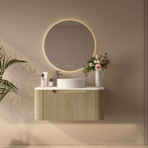 Rome 900mm Wall-Hung Cabinet - Bur Oak
