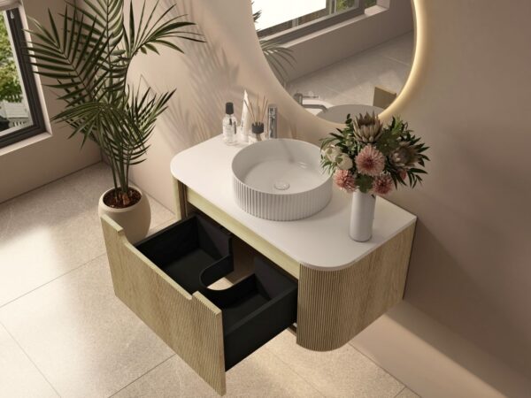Rome 900mm Wall-Hung Cabinet - Bur Oak - Image 3
