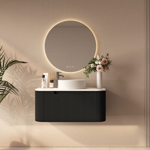 Rome 900mm Wall-Hung Cabinet - Matt Black
