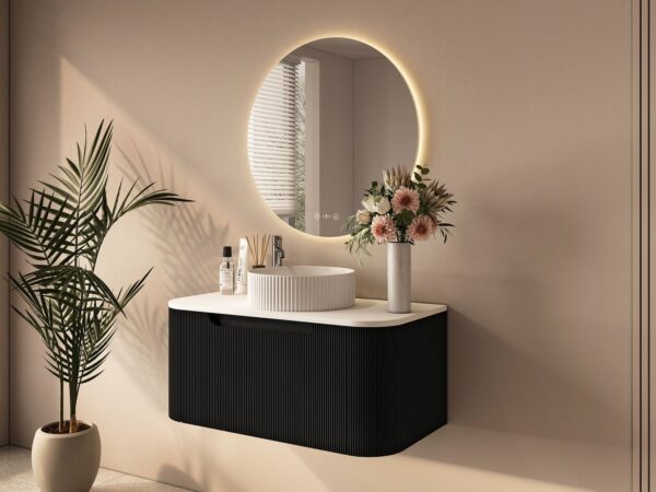Rome 900mm Wall-Hung Cabinet - Matt Black - Image 2