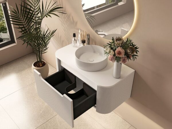 Rome 900mm Wall-Hung Cabinet - Matt White - Image 3