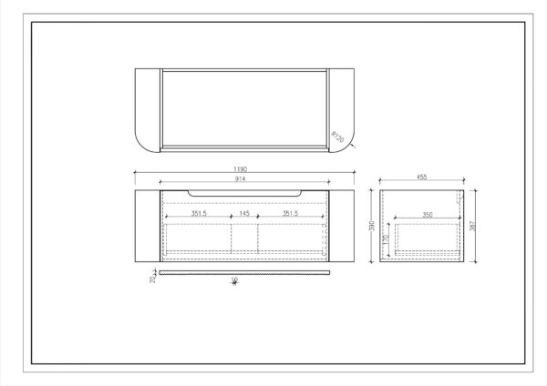 Rome 1200mm Wall-Hung Cabinet - Matt Black - Image 6