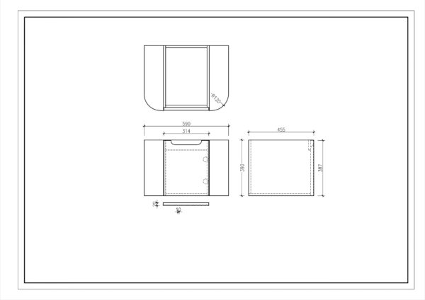 Rome 600mm Wall-Hung Cabinet - Matt Black - Image 5