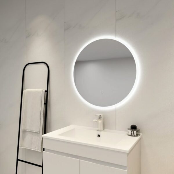 Round LED Backlit Mirror - Acrylic Strip - Image 2