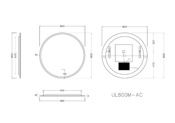 Round LED Backlit Mirror - Acrylic Strip - Image 4