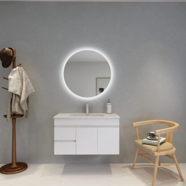 Round LED Backlit Mirror - Acrylic Strip - Image 2
