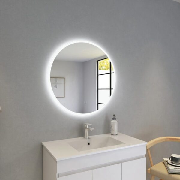Round LED Backlit Mirror - Acrylic Strip - Image 3