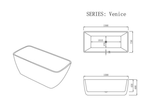 Venice Freestanding Bathtub - Gloss White - Image 5