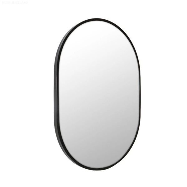 Framed Oval Mirror Matte Brushed Black